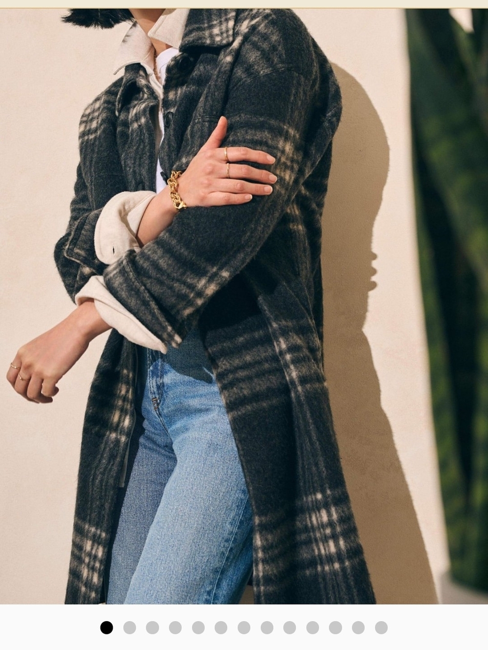 Faherty Cornwall Long Jacket Duster Plaid Wool Blend